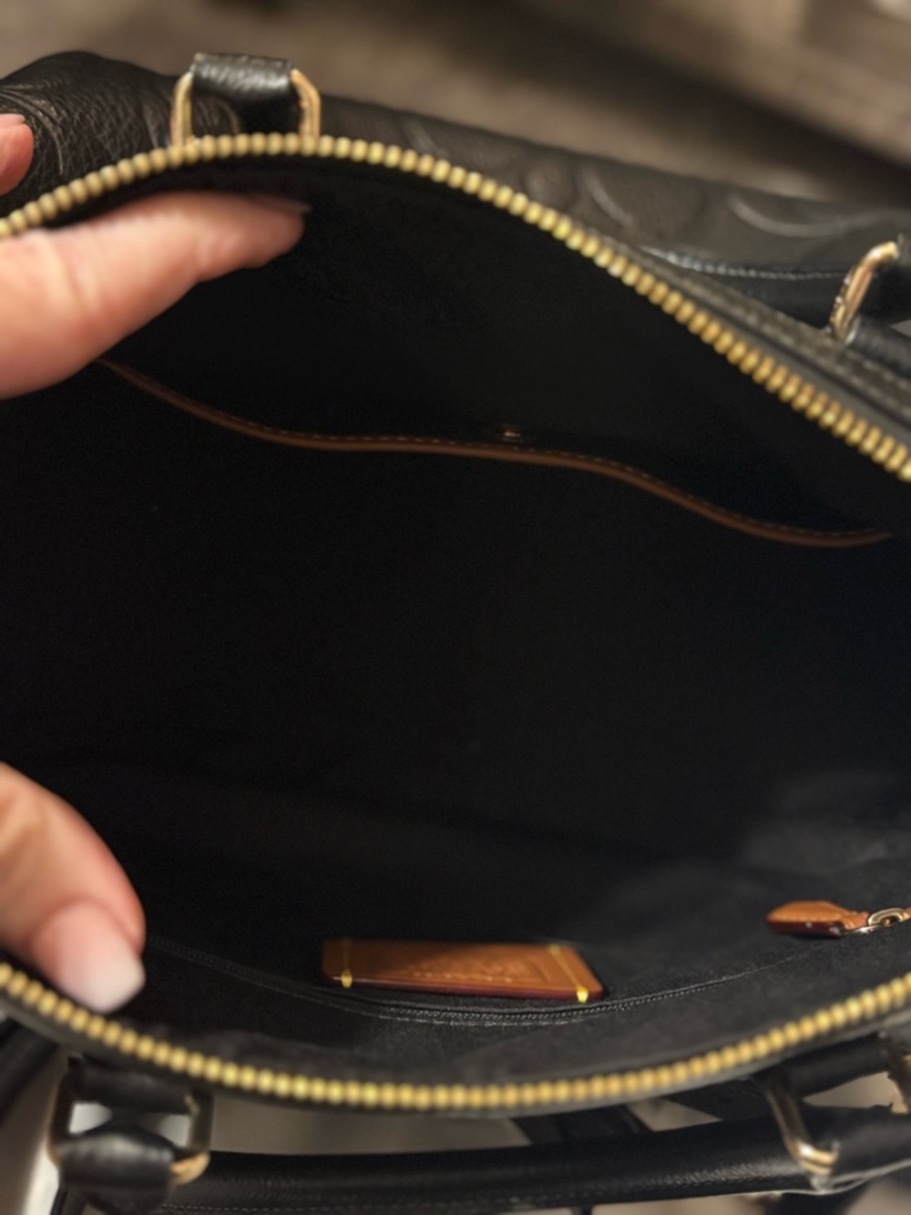 Coach Black Embossed Large Rowan with Gold Hardware - Picture 5 of 6